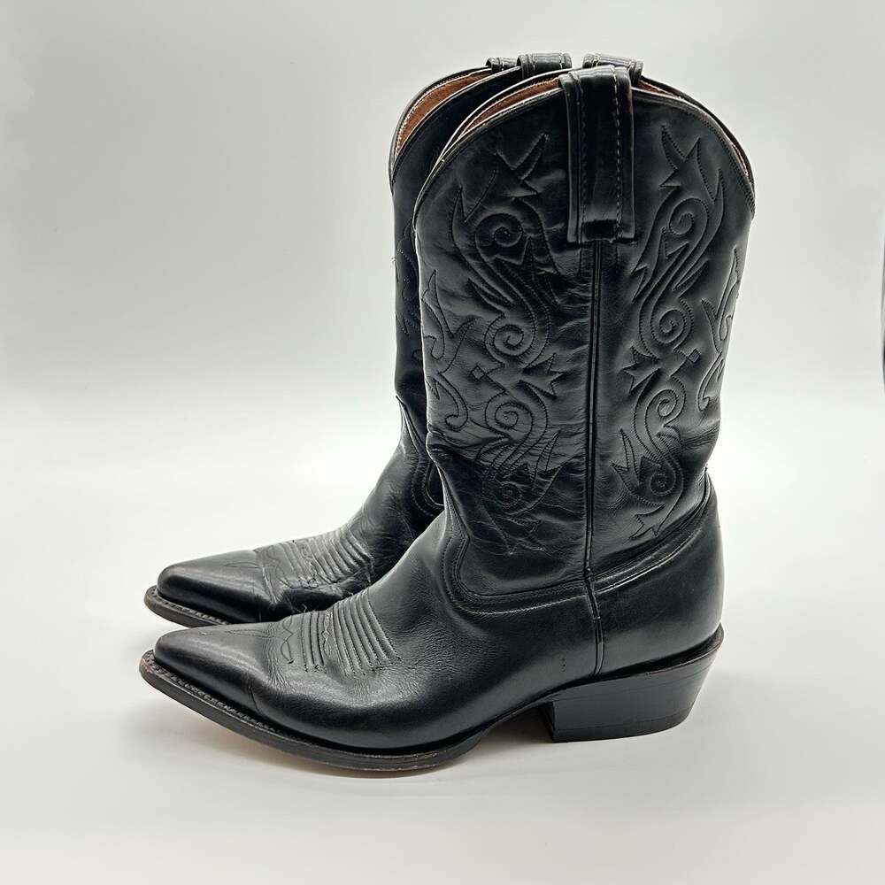 Caborca Classic Western Black Leather Cowboy Boot Mens Size 8.5 26.5